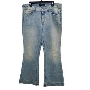 Seven7 Woman's Light Wash Embellished Pocket Flare Leg‎ Denim Jeans Plus Size 14